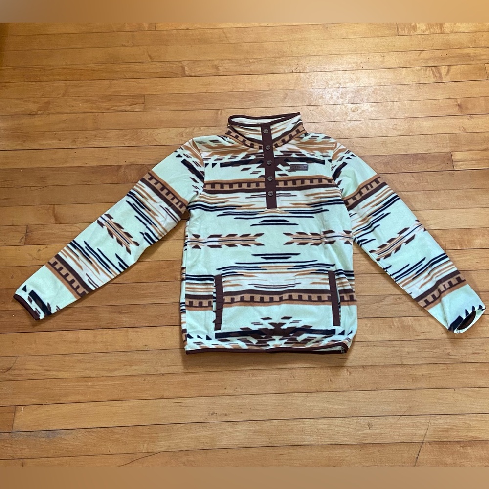Cinch Aztec Pattern Pullover Three Quarter Button… - image 1